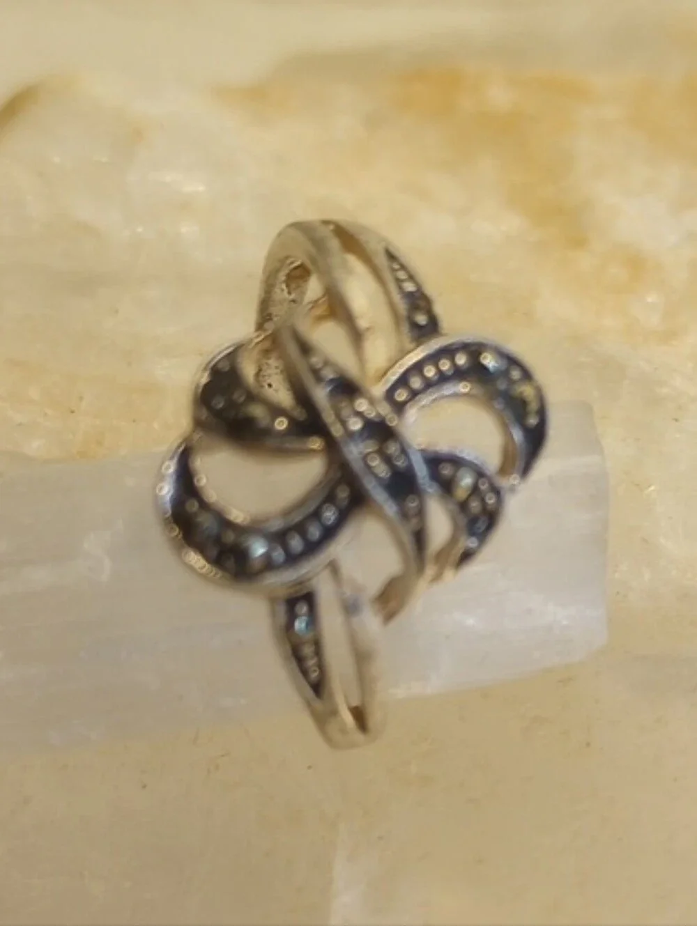 RETRO STERLING SILVER MARCASITE STONES COCTAIL RING SIZE 6.5